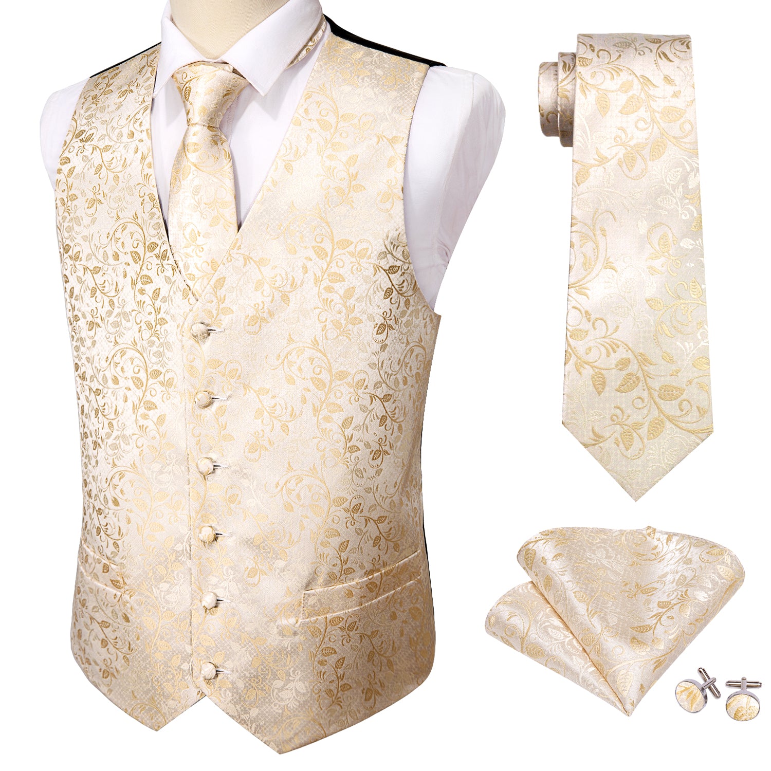 champagne vest and tie sets