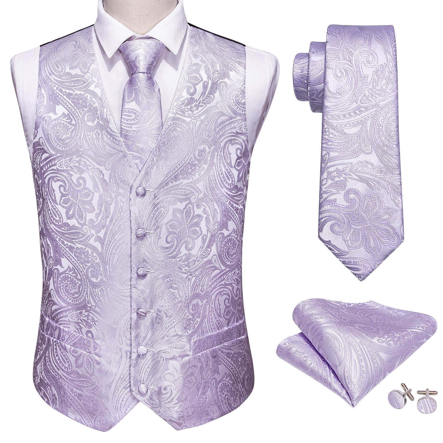 purple tuxedo vest and bowtie