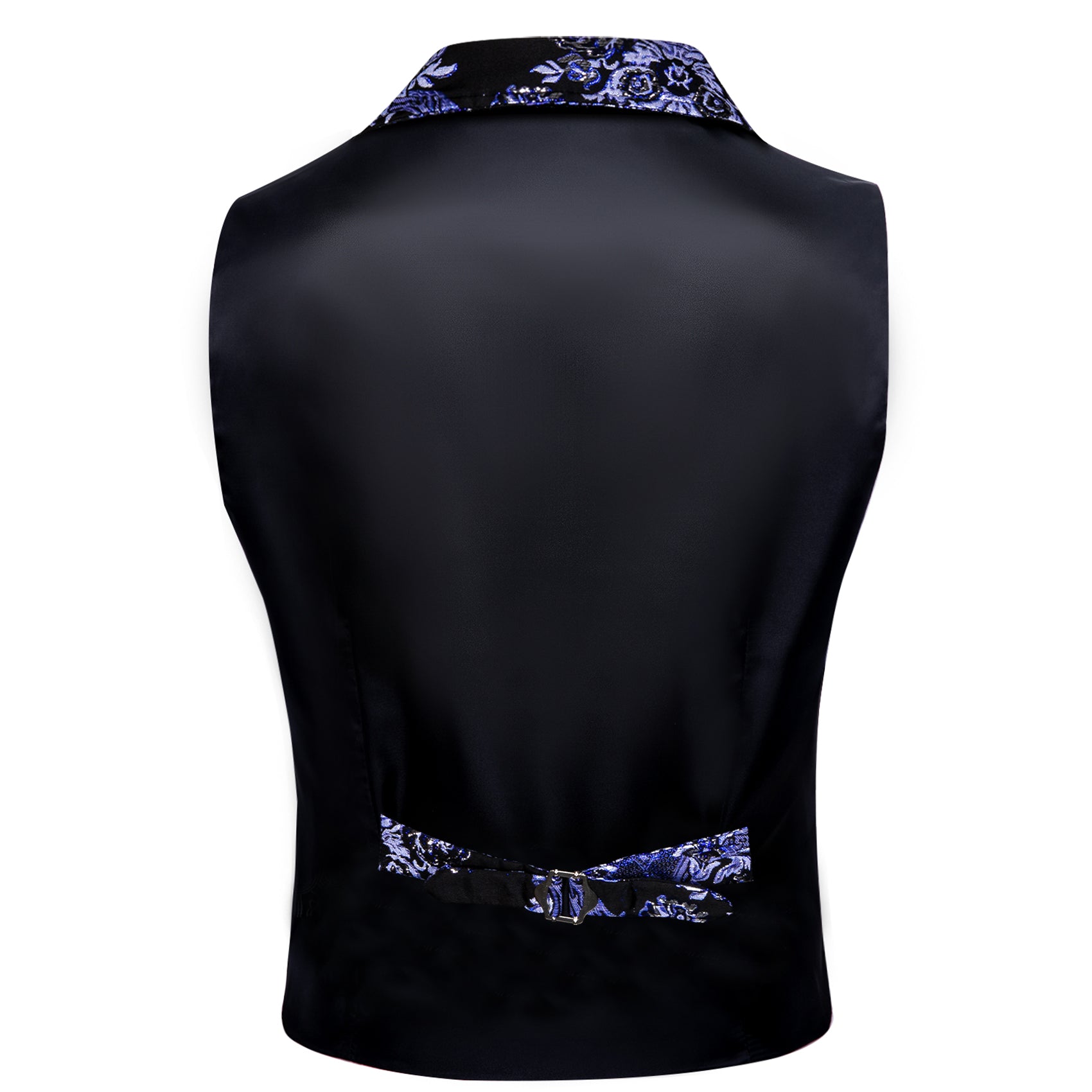 Barry.wang Men's Vest White Purple Black Jacquard Floral Silk Waistcoat Vest