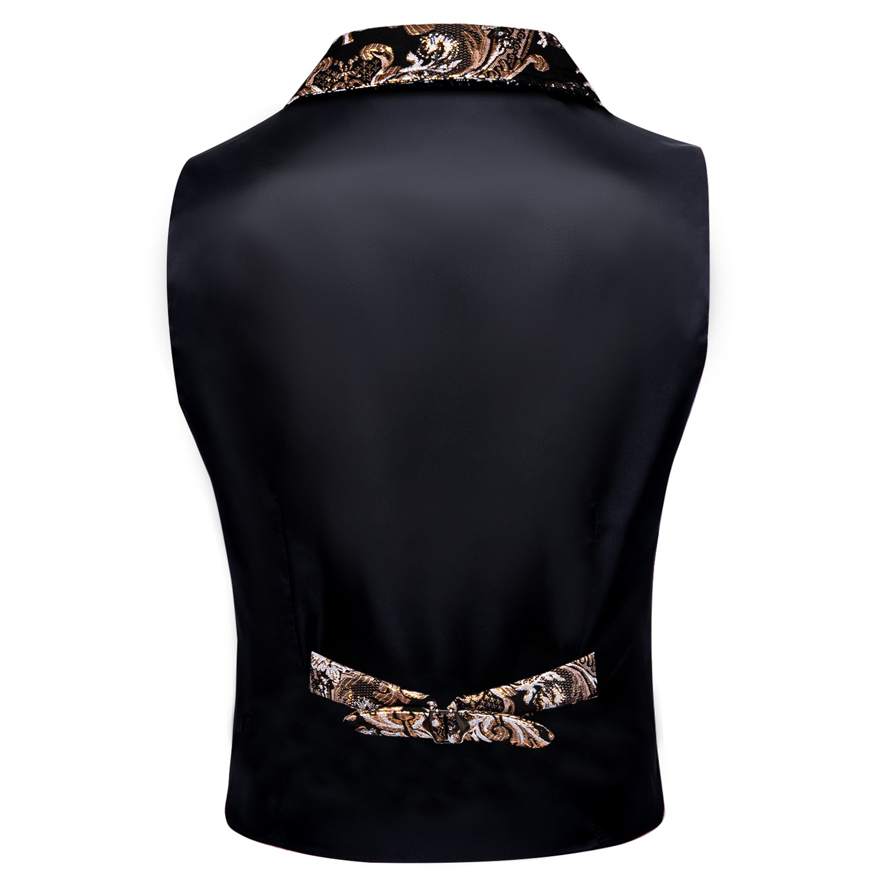 Barry.wang Men's Vest Silver Black Floral Silk Notched Collar Waistcoat Luxury