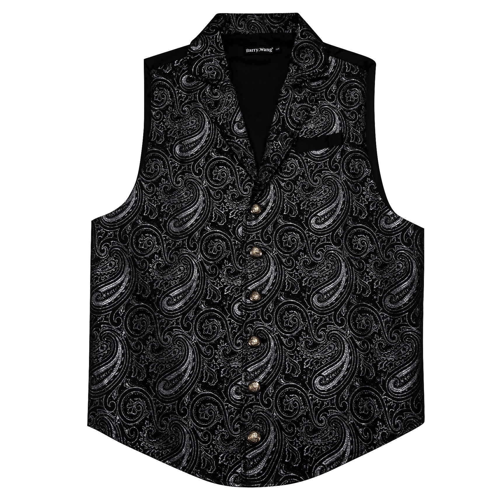silver paisley jacquard button down vest