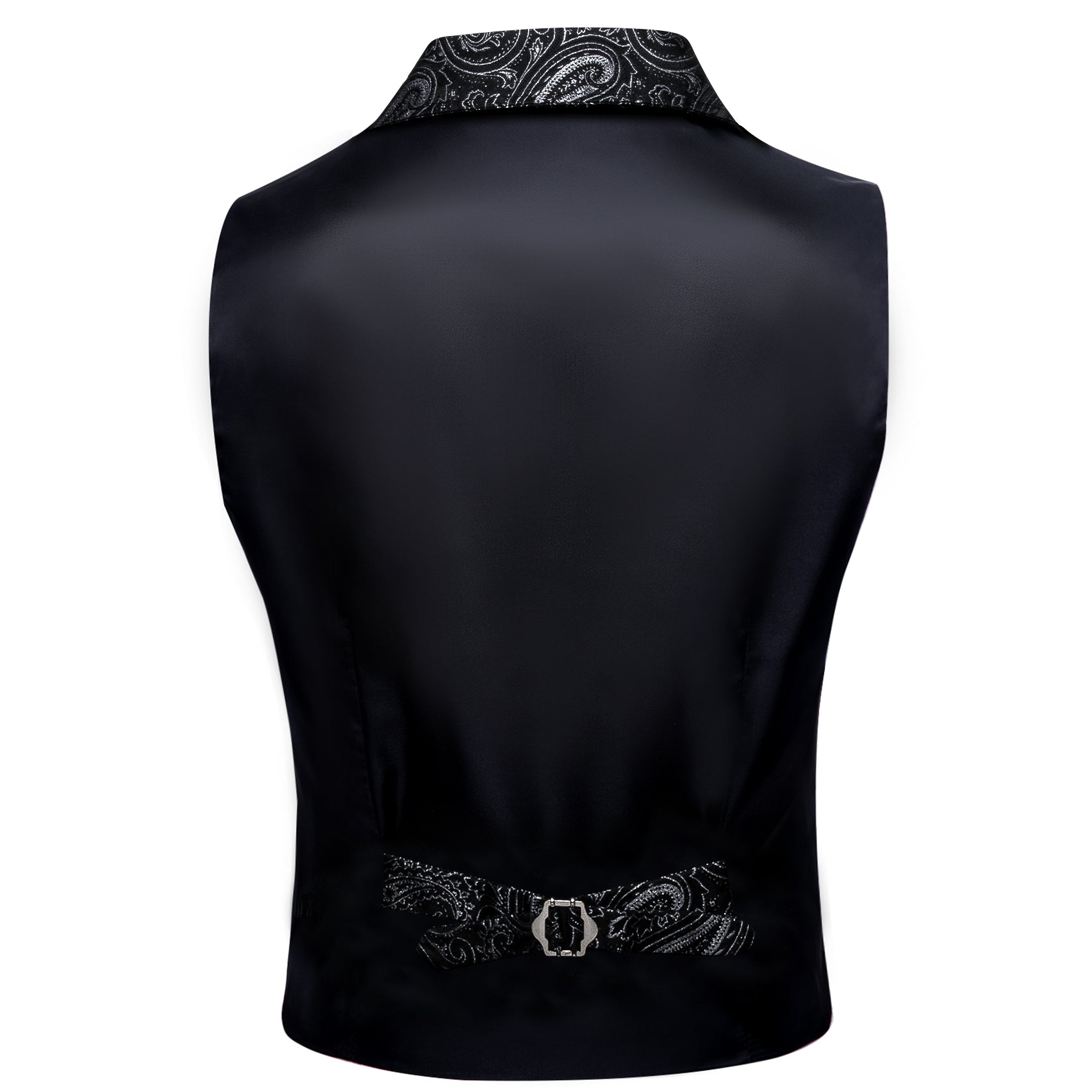 Barry.wang Men's Work Vest Black Paisley Paisley Silk Waistcoat Vest