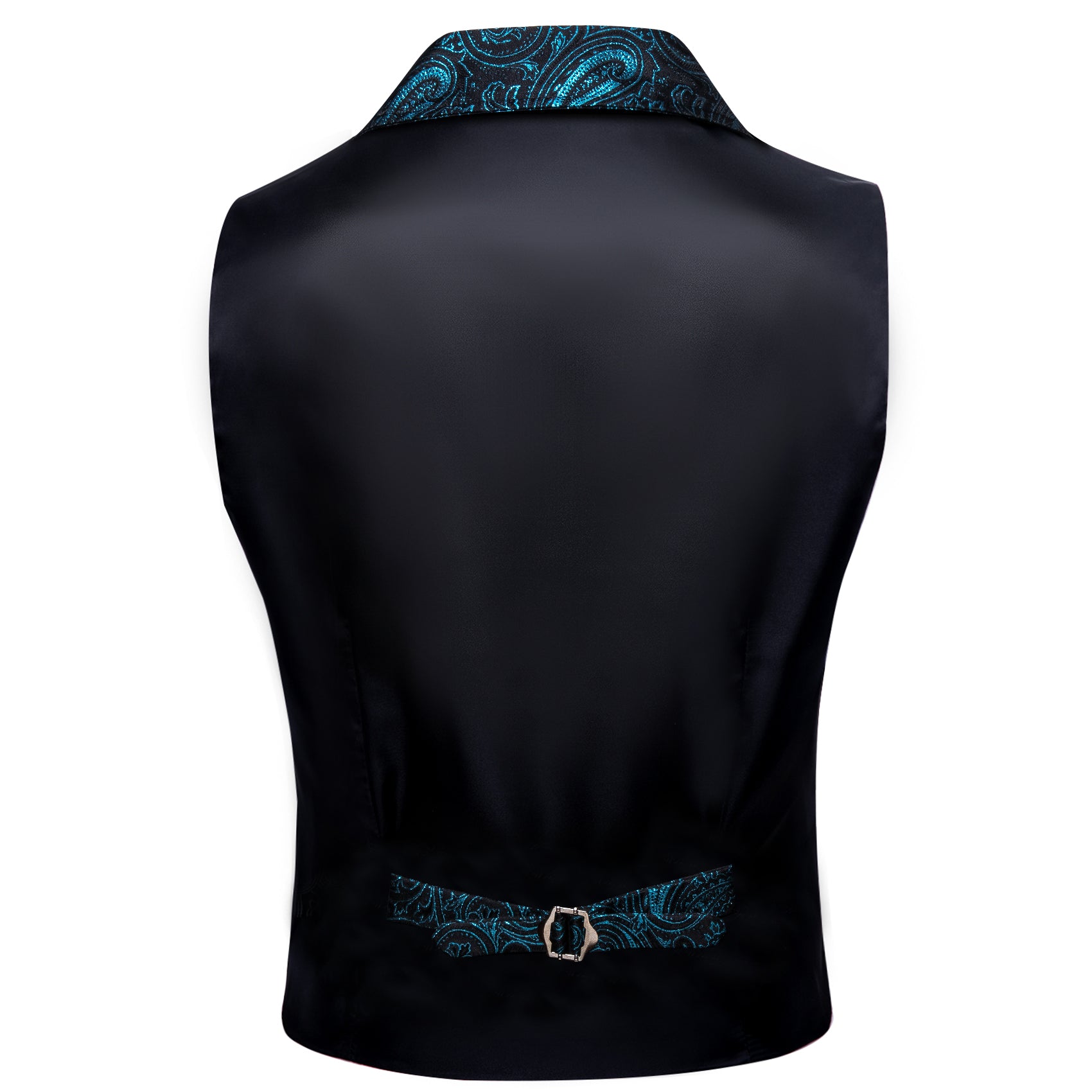 Men's Blue Paisley Jacquard Floral Silk Waistcoat Vest