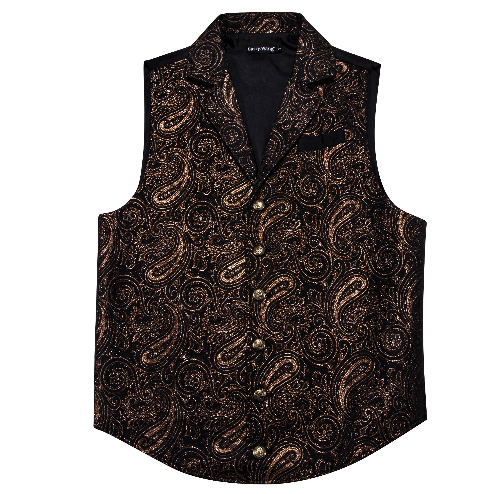 Men's Brown Paisley Jacquard Floral Silk Waistcoat Vest