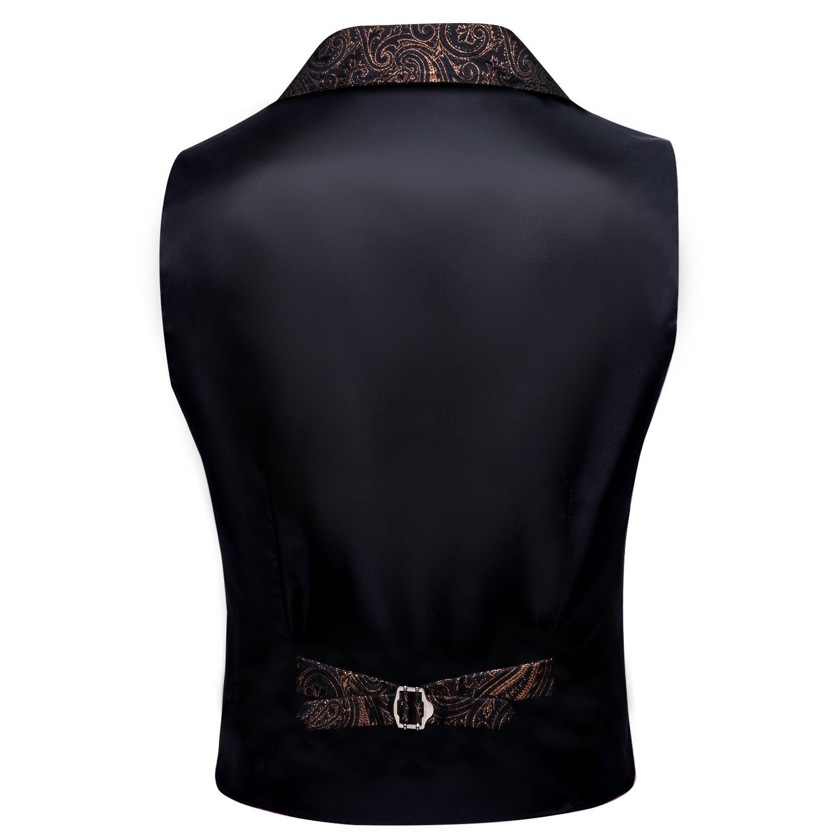 Men's Brown Paisley Jacquard Floral Silk Waistcoat Vest
