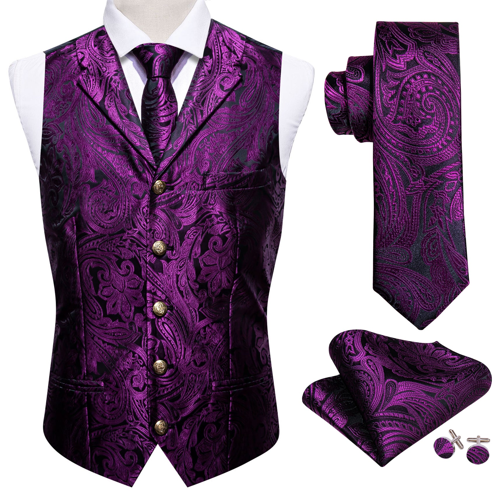 purple tuxedo vest