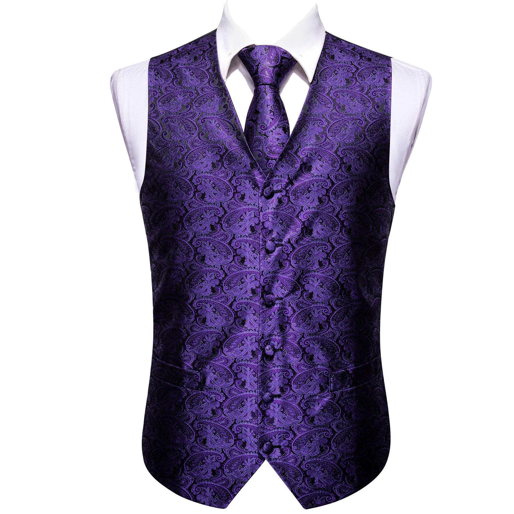 purple vest and tie