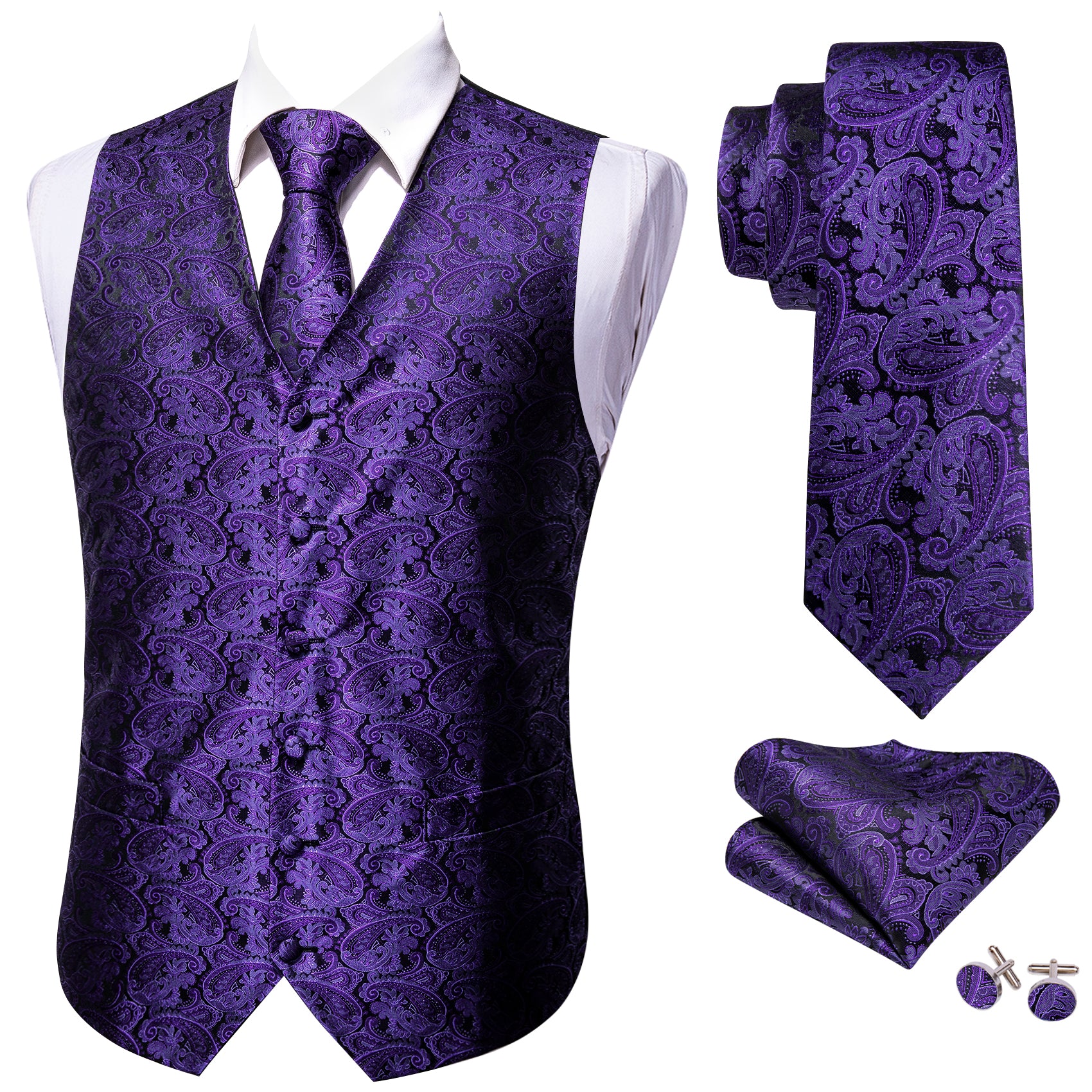 purple vest top Blue purple paisley waistcoat 