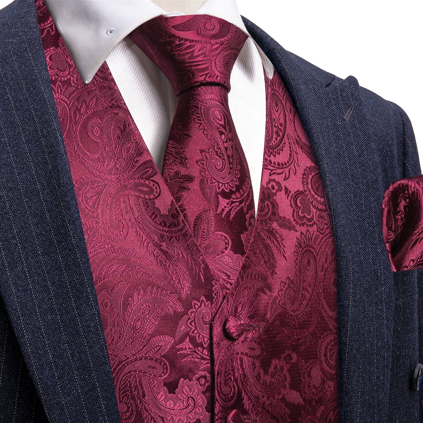 maroon ties vest set