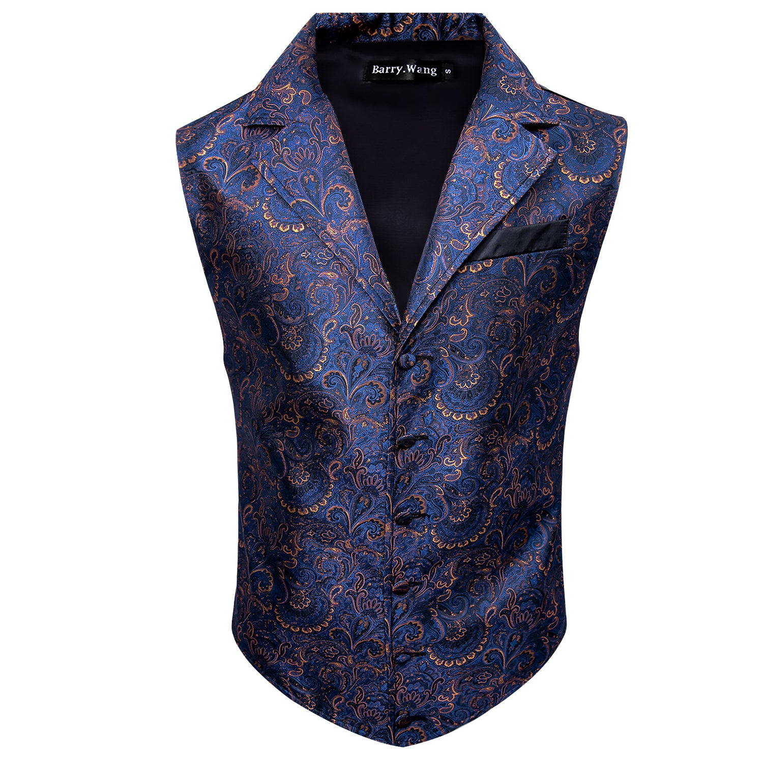 Luxury Men's Blue Golden Floral Silk Vest