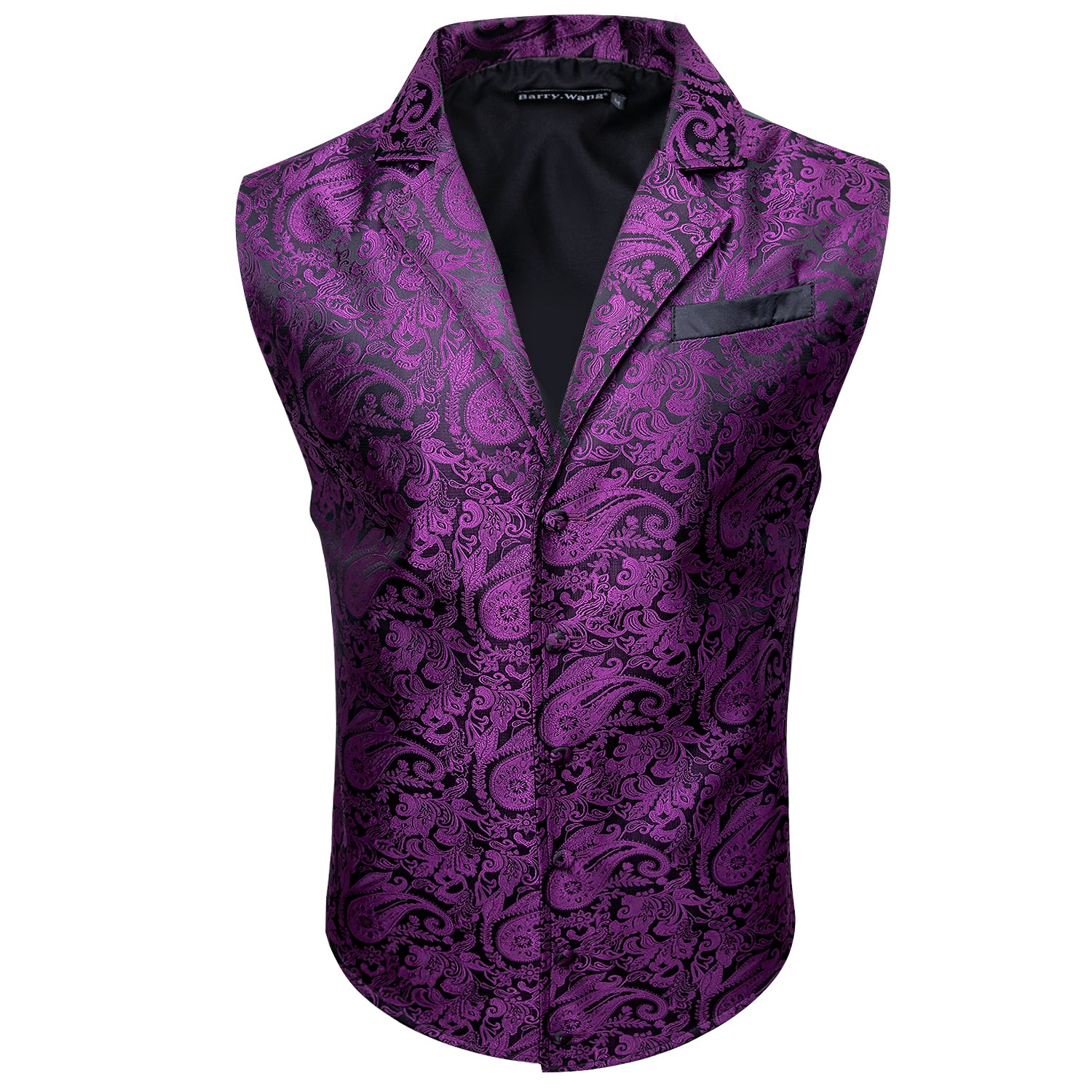 Barry.wang Men's Vest Novelty Purple Paisley Silk Tuxedo Vest Hot