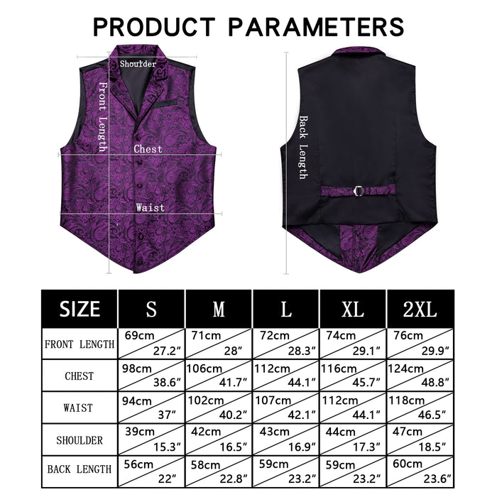 burgundy vest size chart