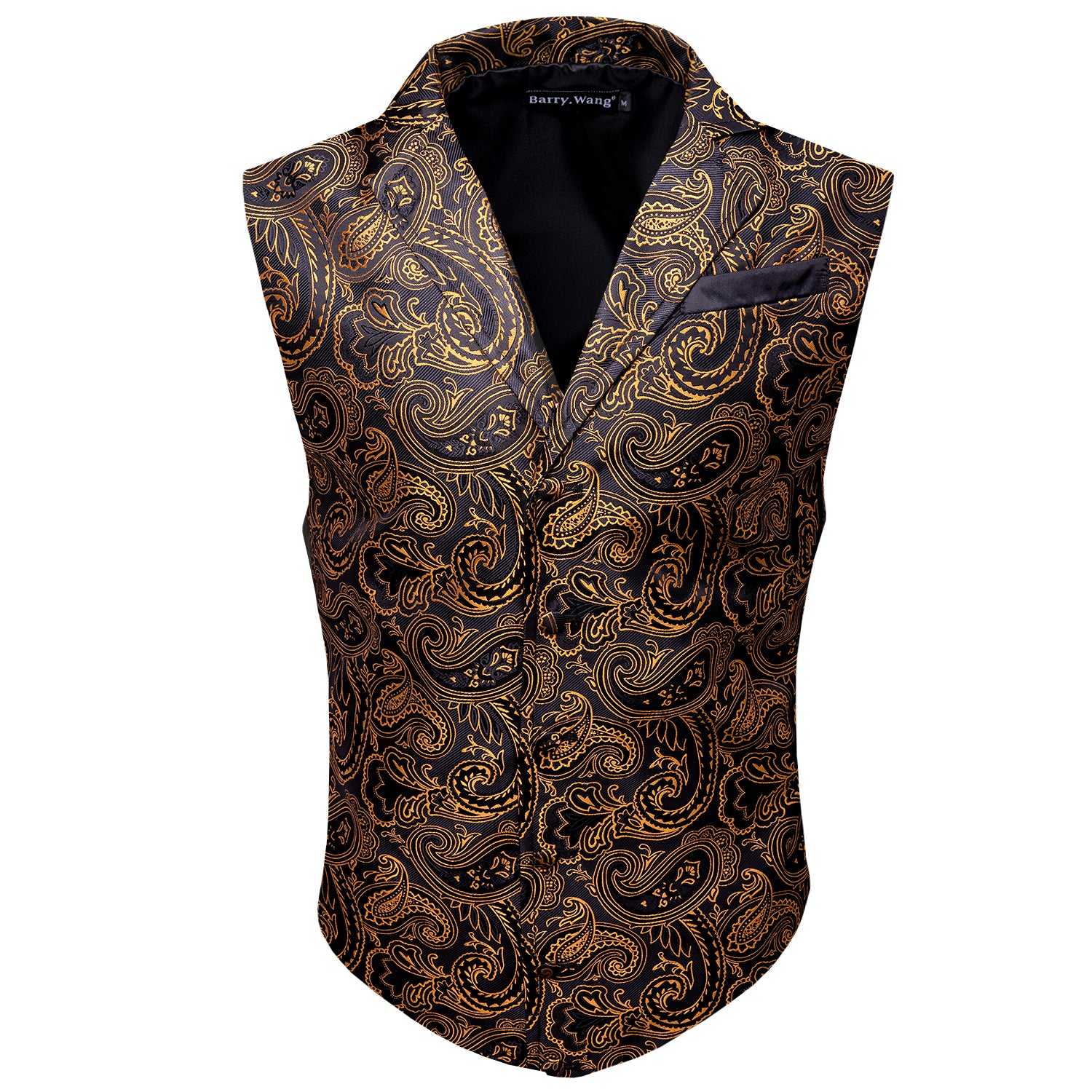 Luxury Men's Novelty Black Gold Paisley Silk Vest
