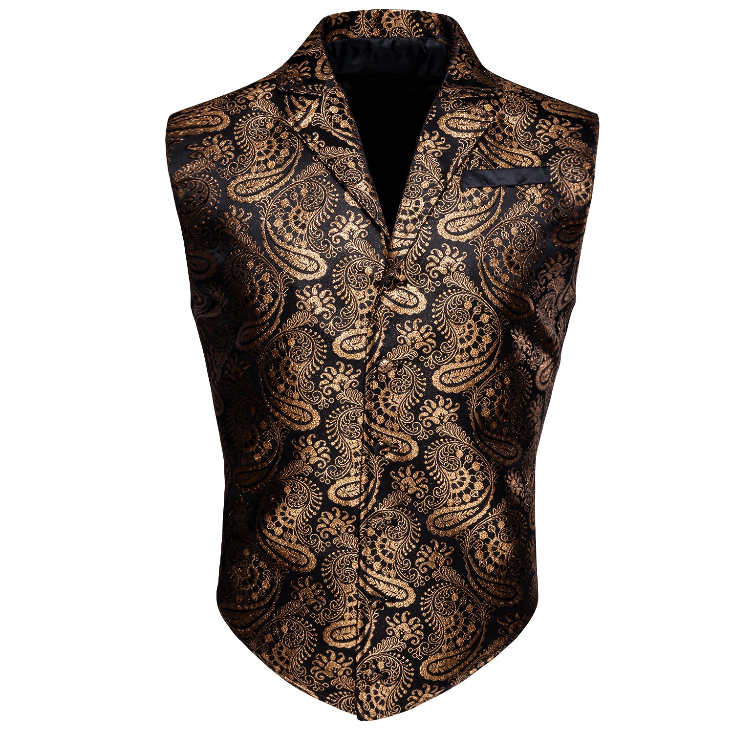 Luxury Men's Novelty Gold Black Paisley Silk Vest
