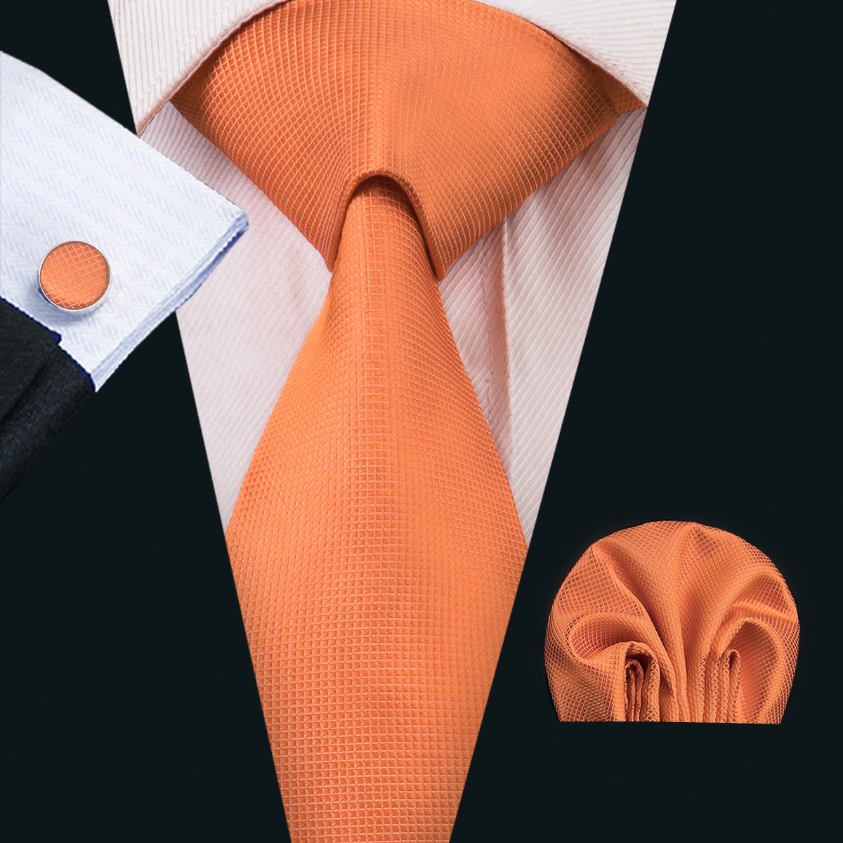 Solid Tie Pocket Square Cufflinks Set - barry-wang