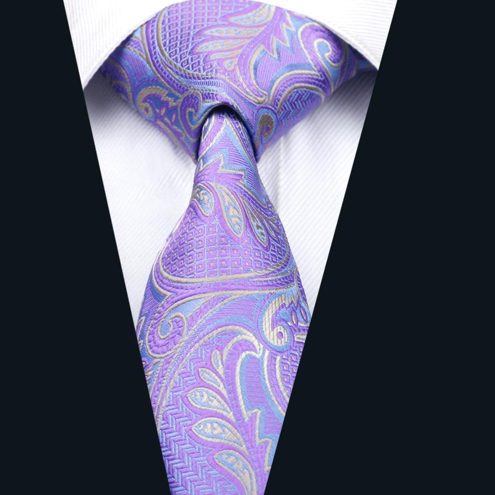 Lavender Purple Paisley Silk Men's Tie Pocket Square Cufflinks Set - barry-wang