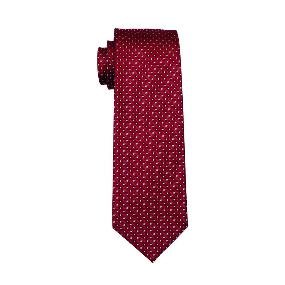 Red White Polka Dot Men's Tie Pocket Square Cufflinks Set - barry-wang