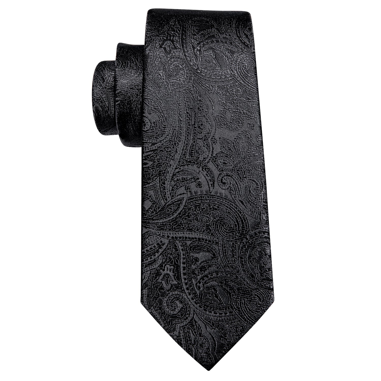 Black Paisley Tie Pocket Square Cufflinks Set
