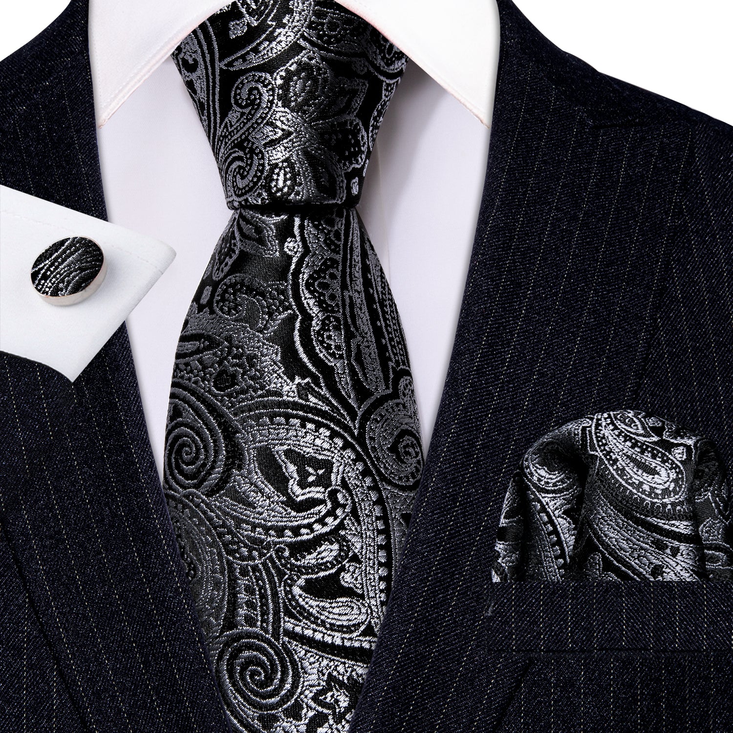 black on black paisley tie