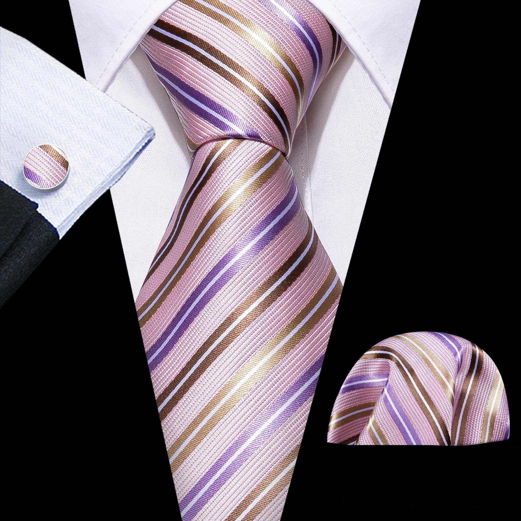 mens pink ties purple stripes and brown stripes  mens necktie 