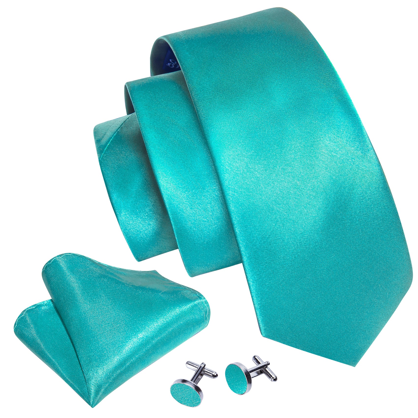 Sky Blue Paisley Tie Handkerchief Cufflinks Set