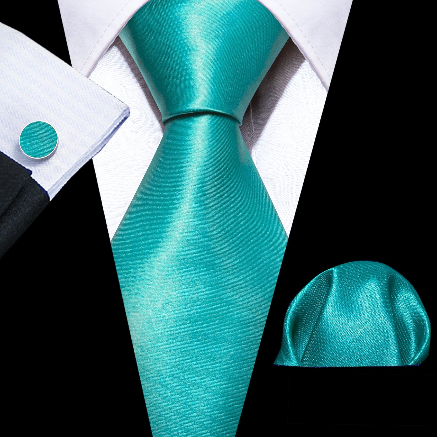 Sky Blue Paisley Tie Handkerchief Cufflinks Set