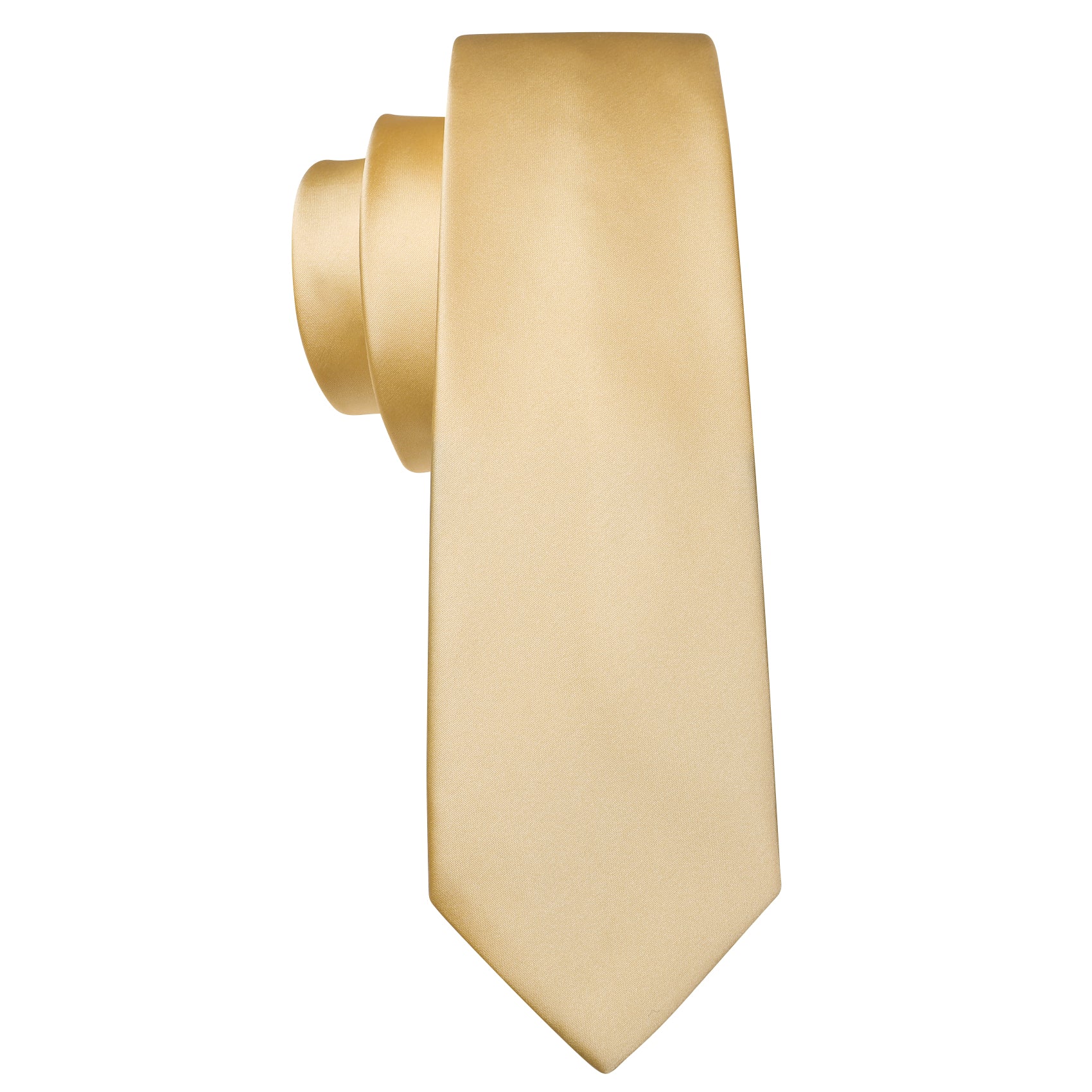 Gold Solid Silk Tie Handkerchief Cufflinks Set