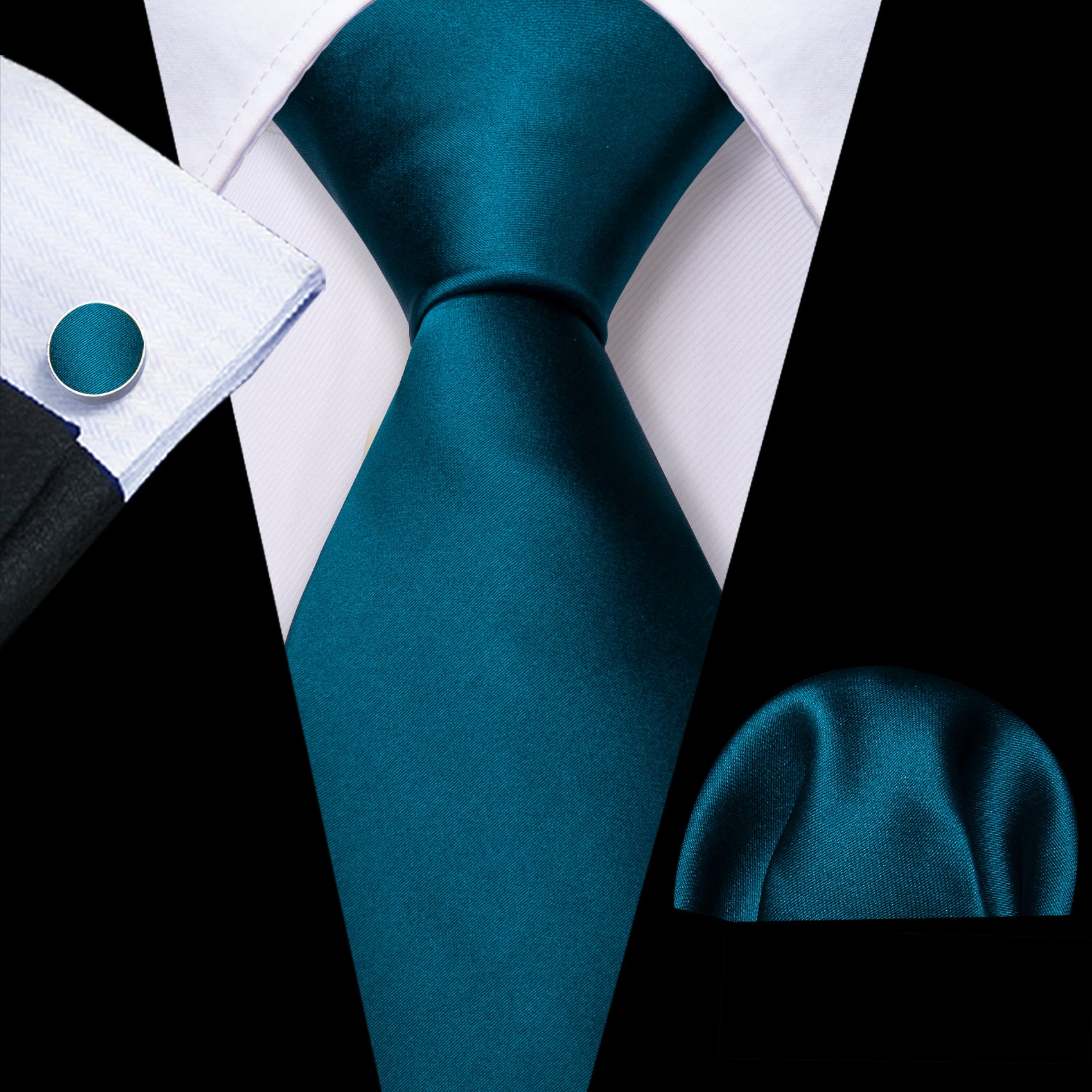 blue suit black tie