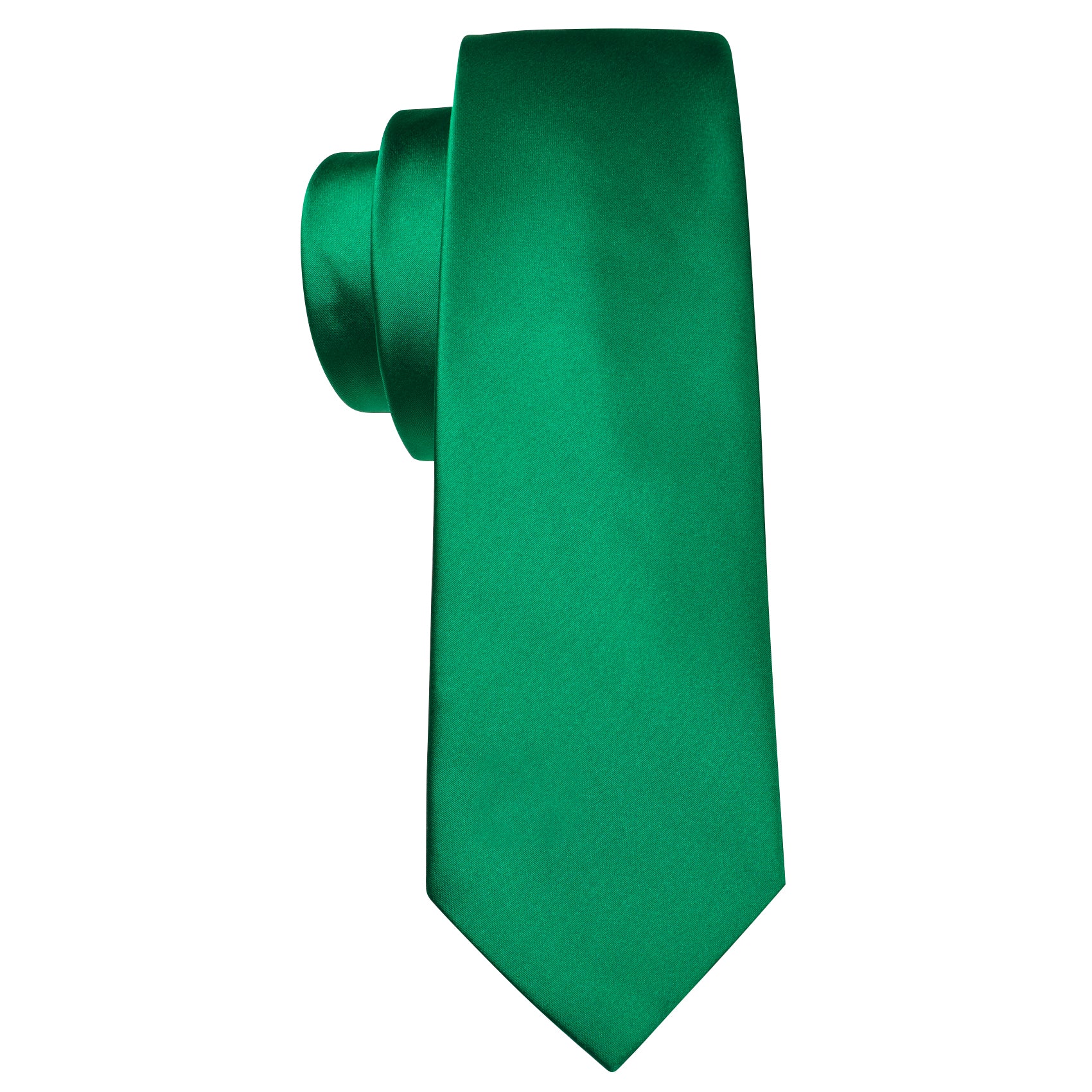 Green Solid Silk Tie Handkerchief Cufflinks Set For Men