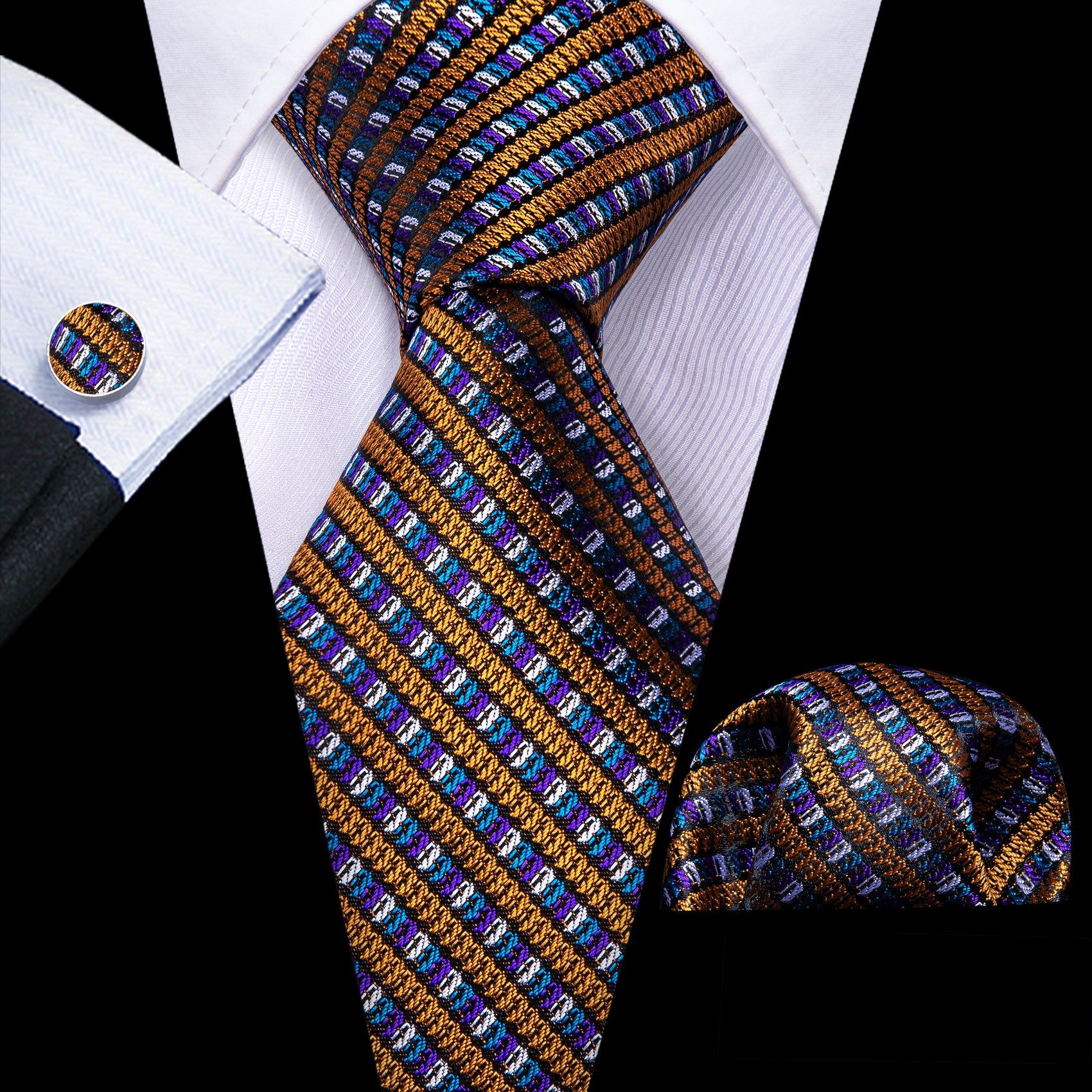 mens brown ties blue purple white brown striped tie 