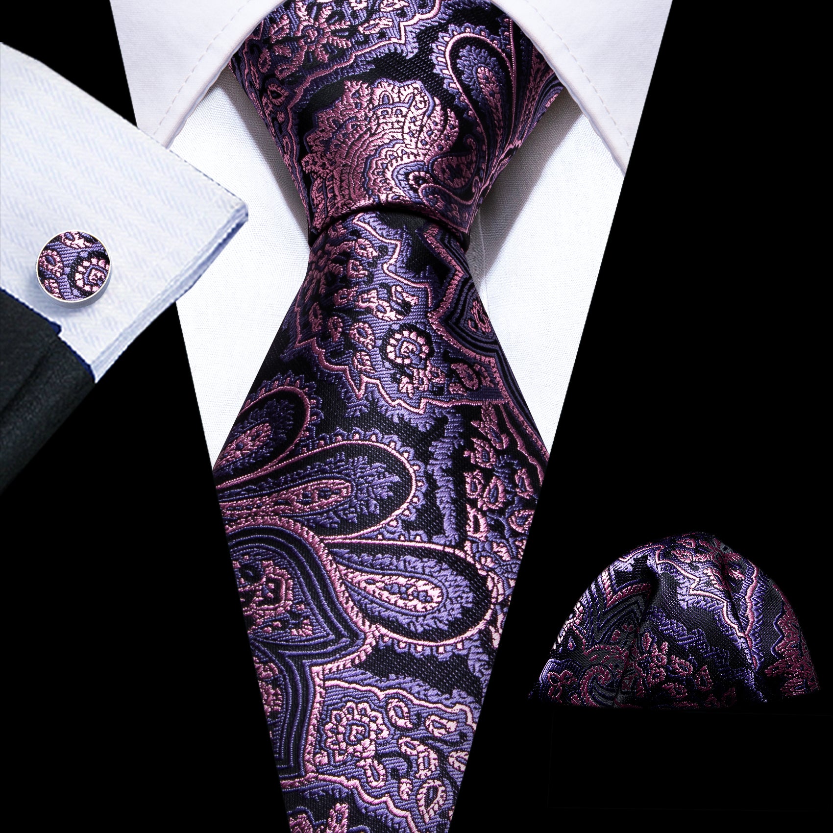 purple pink paisley necktie 