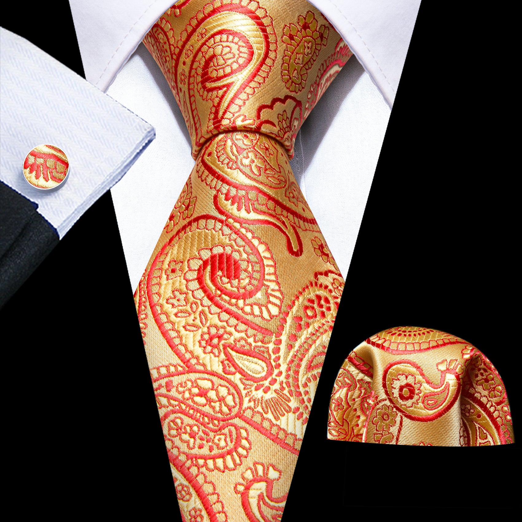 Red Gold Paisley Silk Men's Tie