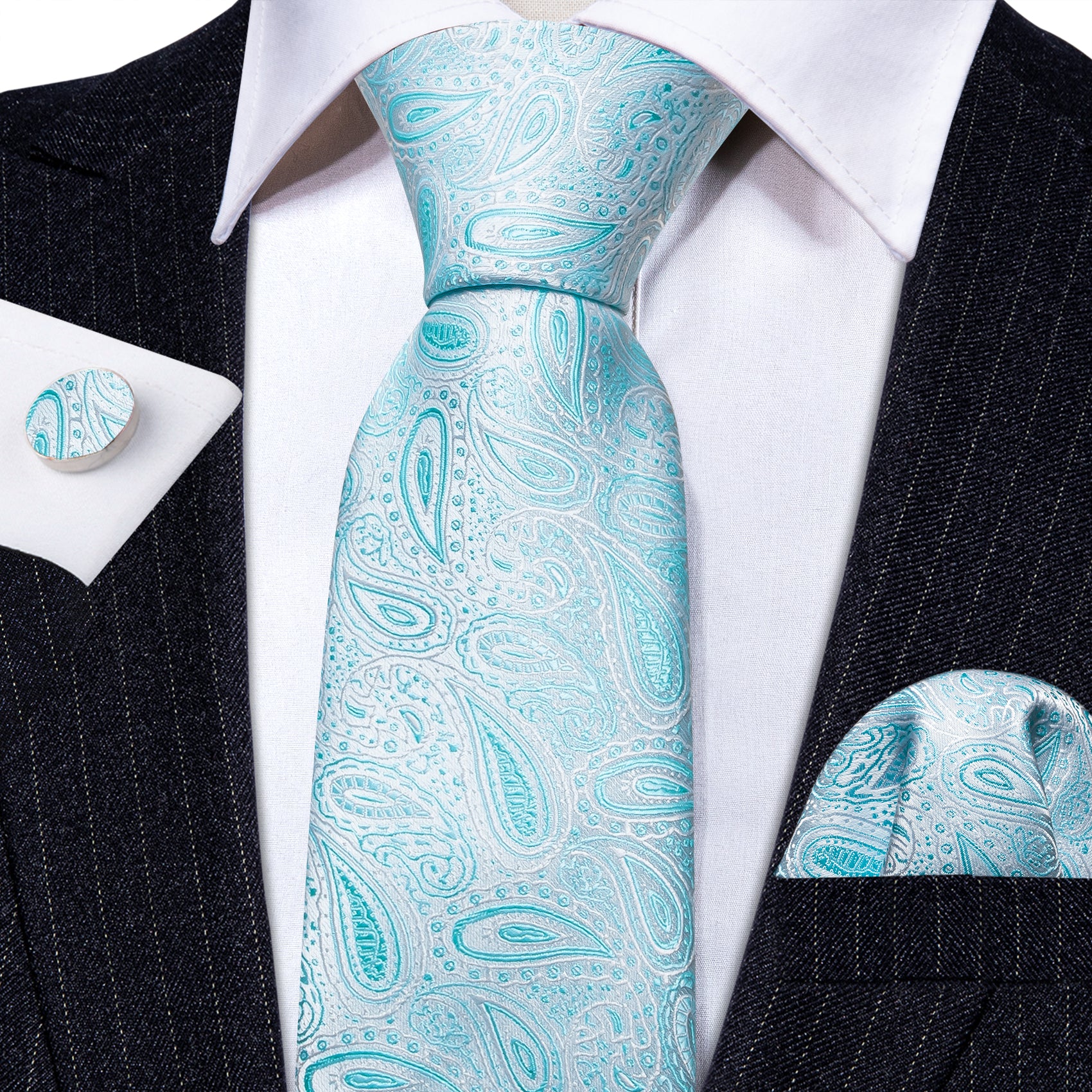 Light blue ties for wedding men's Jacquard paisley necktie 