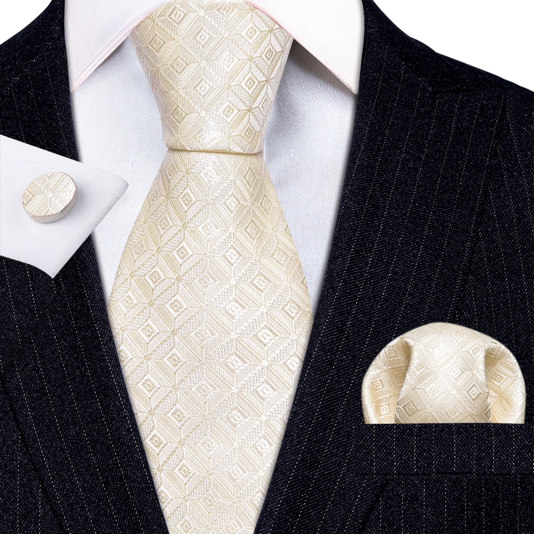 champagne coloured knitted grooms ties