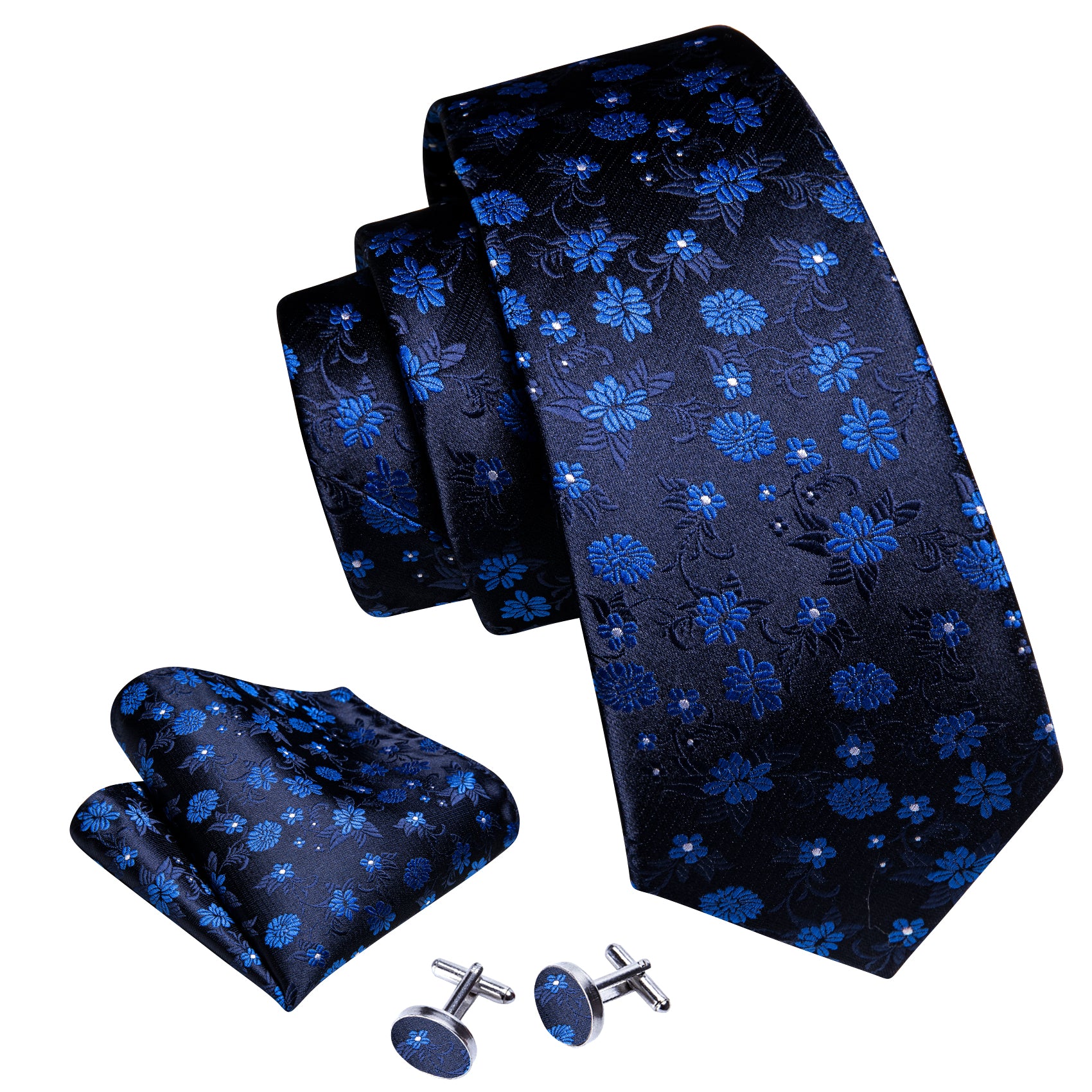 royal blue floral tie bussiness necktie for men  white blue little flower 