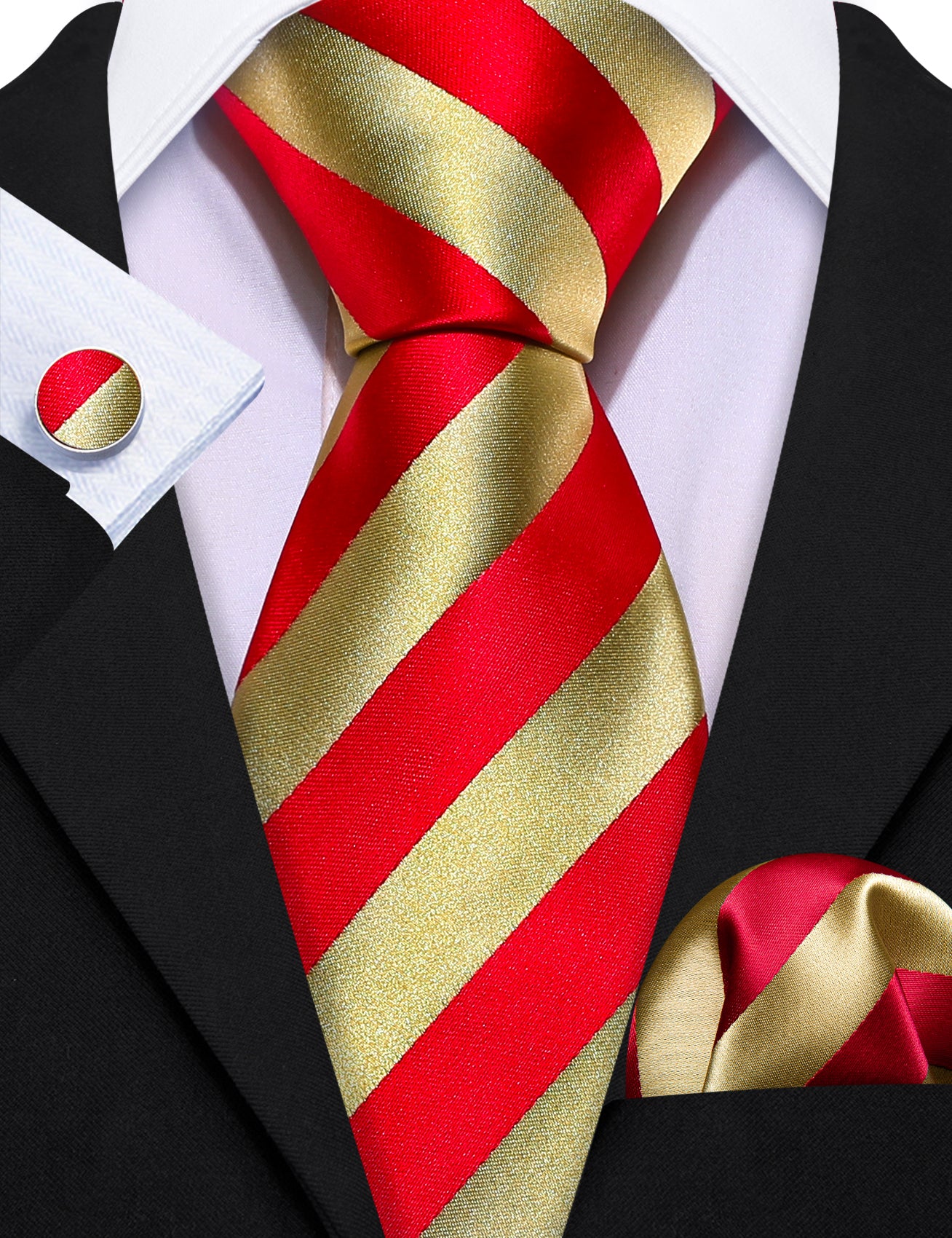 Red Yellow Striped Tie Set