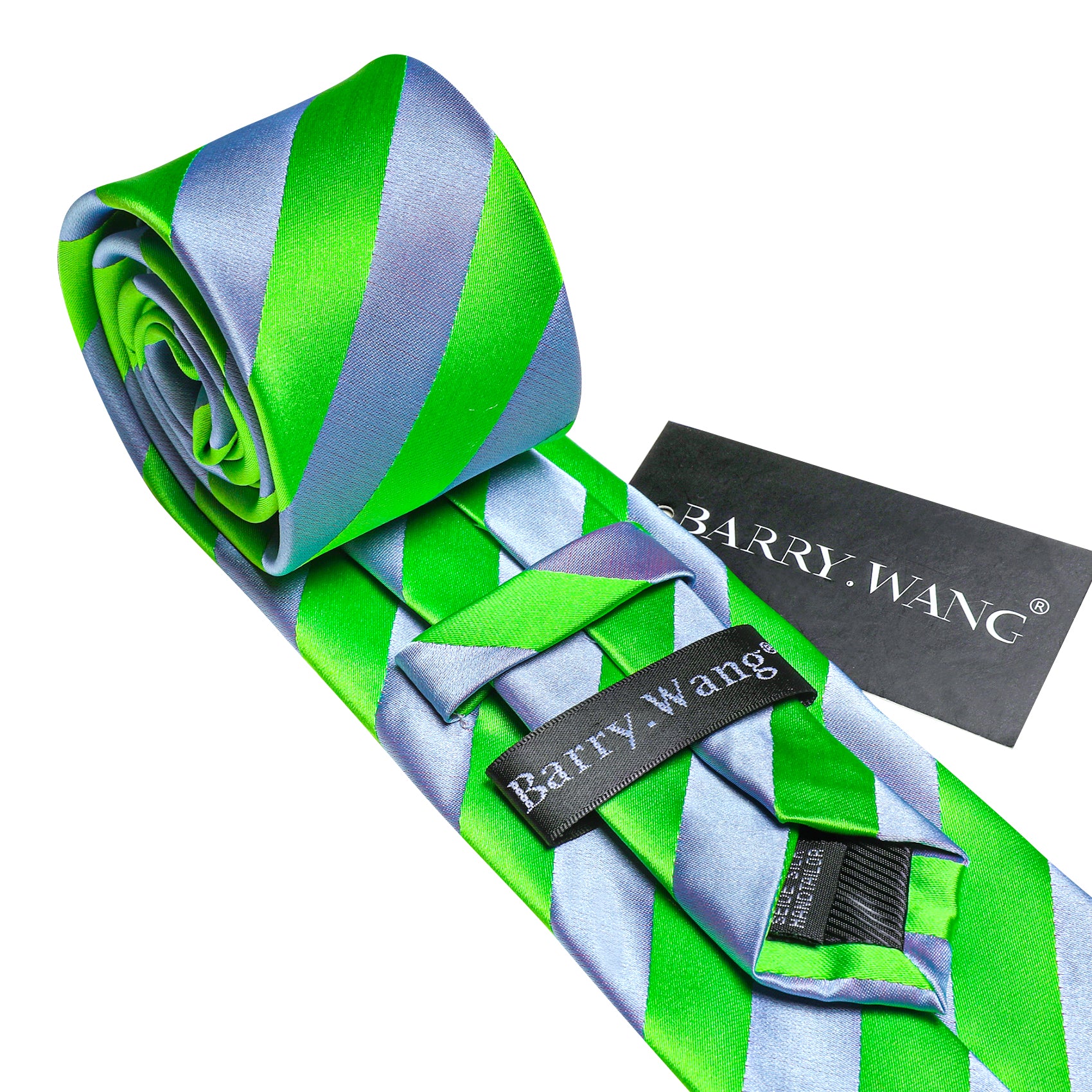 Men's Blue Green Striped Tie Set