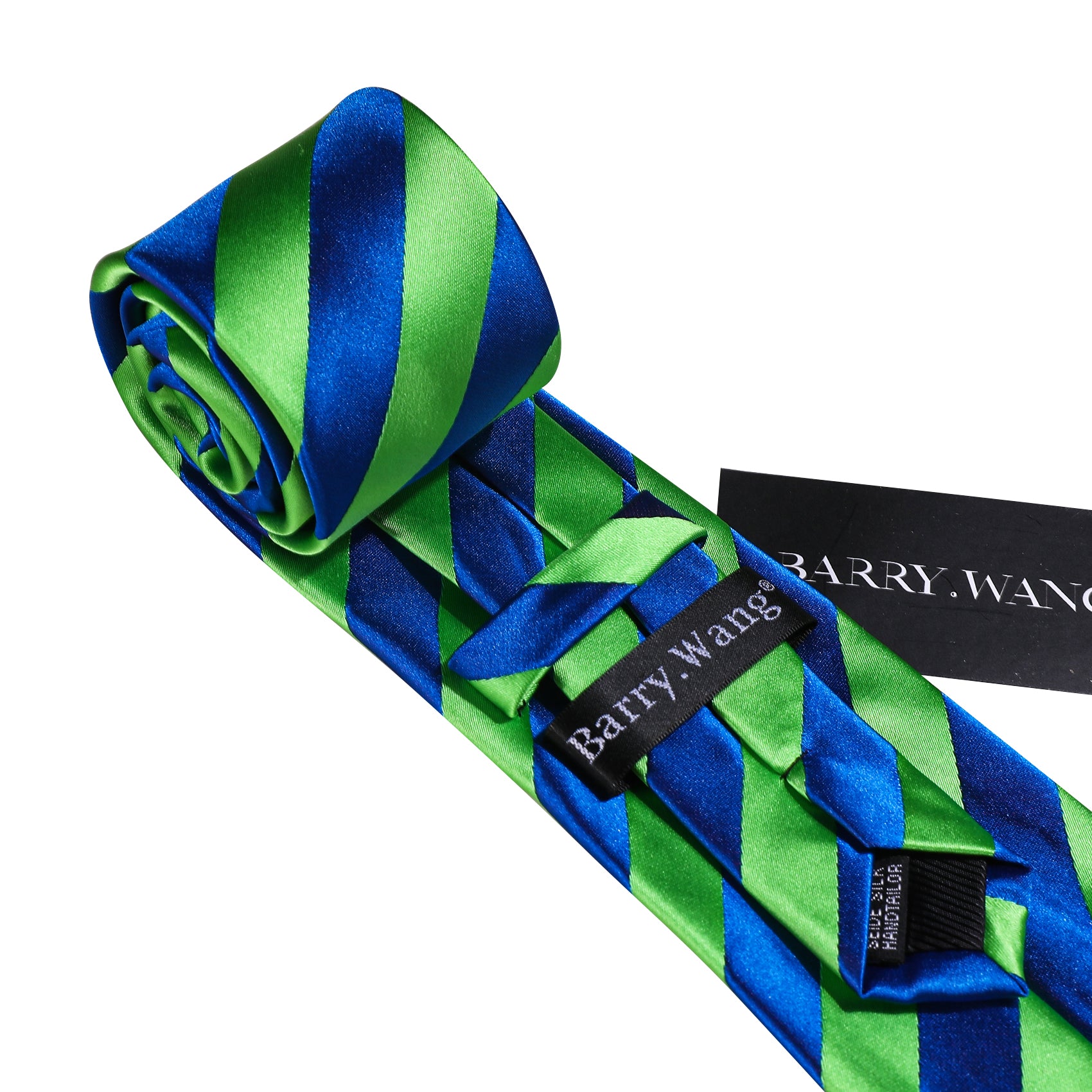 Barry wang blue grenn striped necktie 