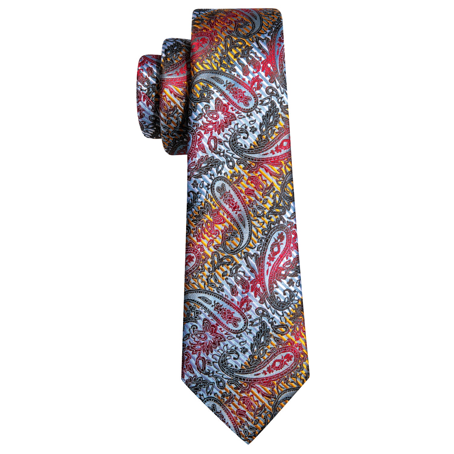 New Bright Colorful Paisley Silk Tie Hanky Cufflinks Set