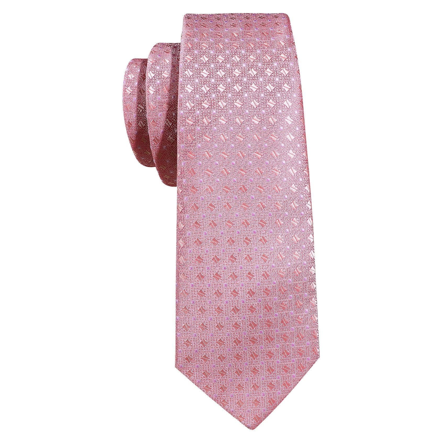 Novetly Pink Floral Silk Tie Hanky Cufflinks Set