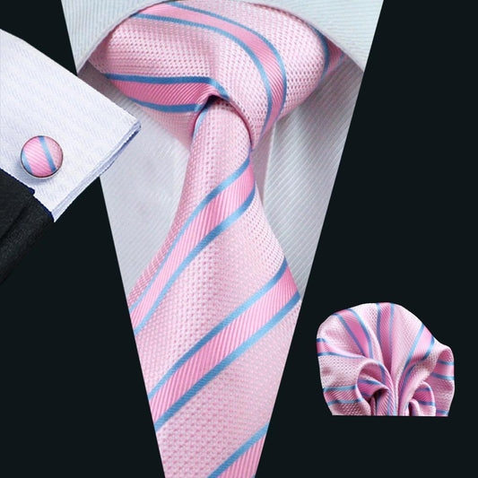 Pink Blue Striped Silk Men's Tie pink and blue mens ties