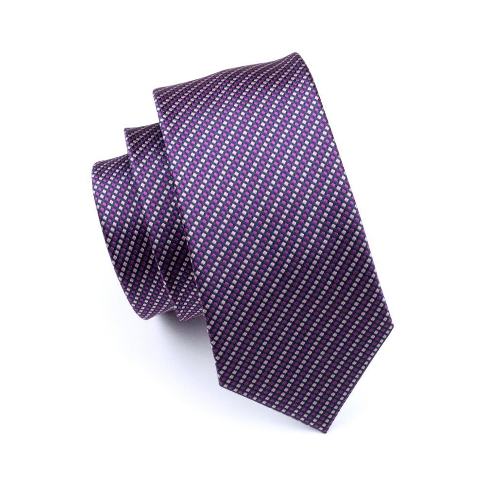 Purple Pink Striped Silk Men's Tie Pocket Square Cufflinks Set - barry-wang