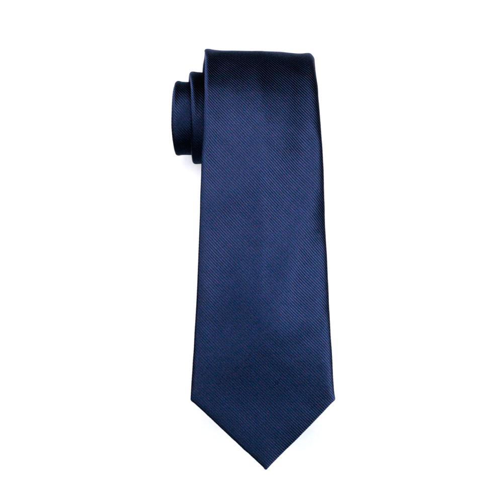 Classic Deep Blue Solid Silk Men's Tie Pocket Square Cufflinks Set - barry-wang