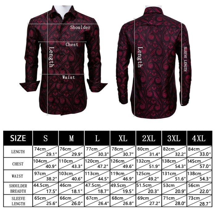 size chart for barry wang dress shirt 