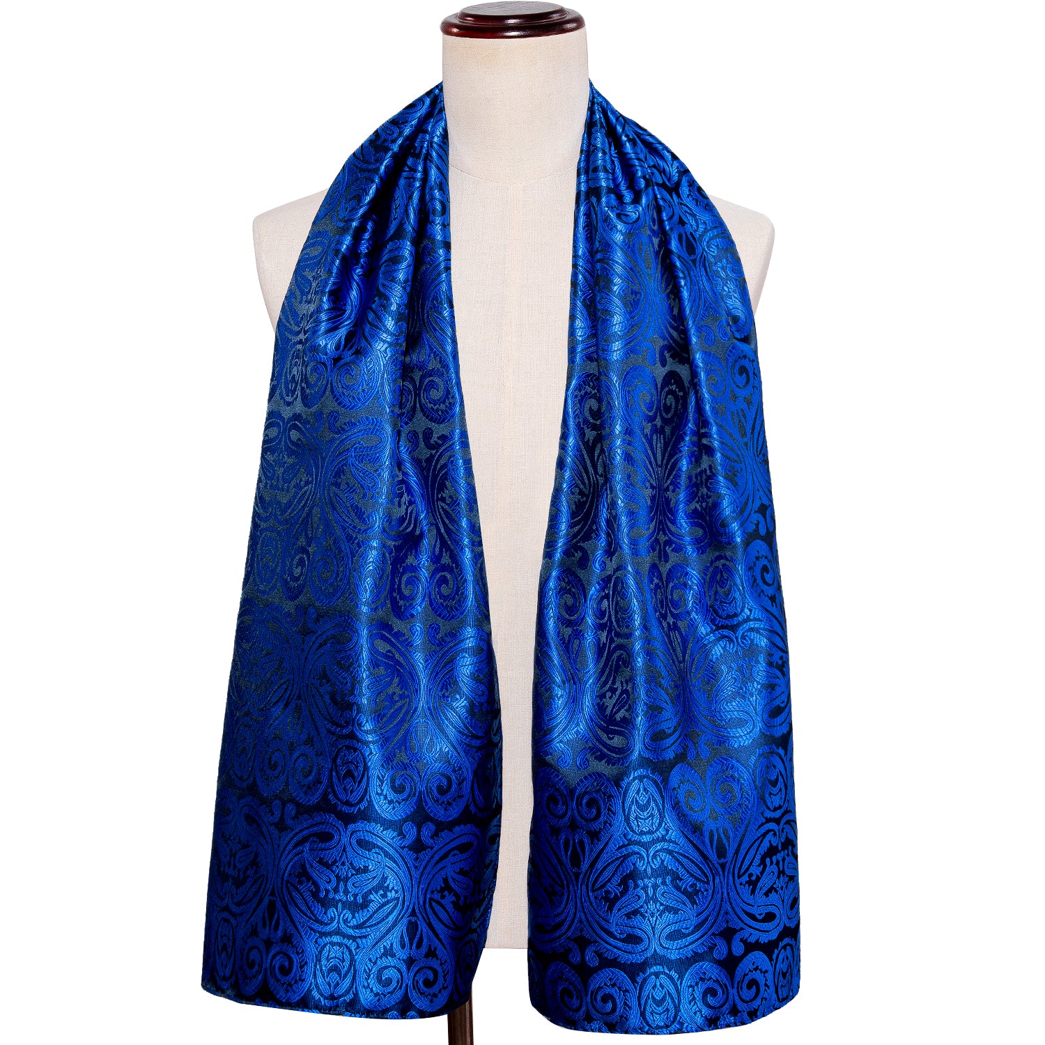 New Luxury Blue Paisley Scarf with Tie Set