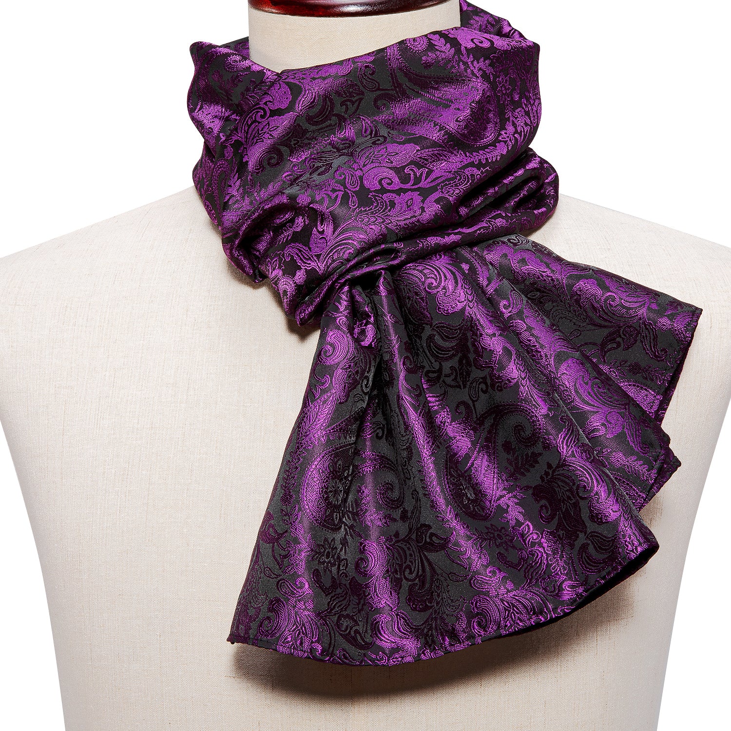 New Luxury Purple Black  Floral Scarf
