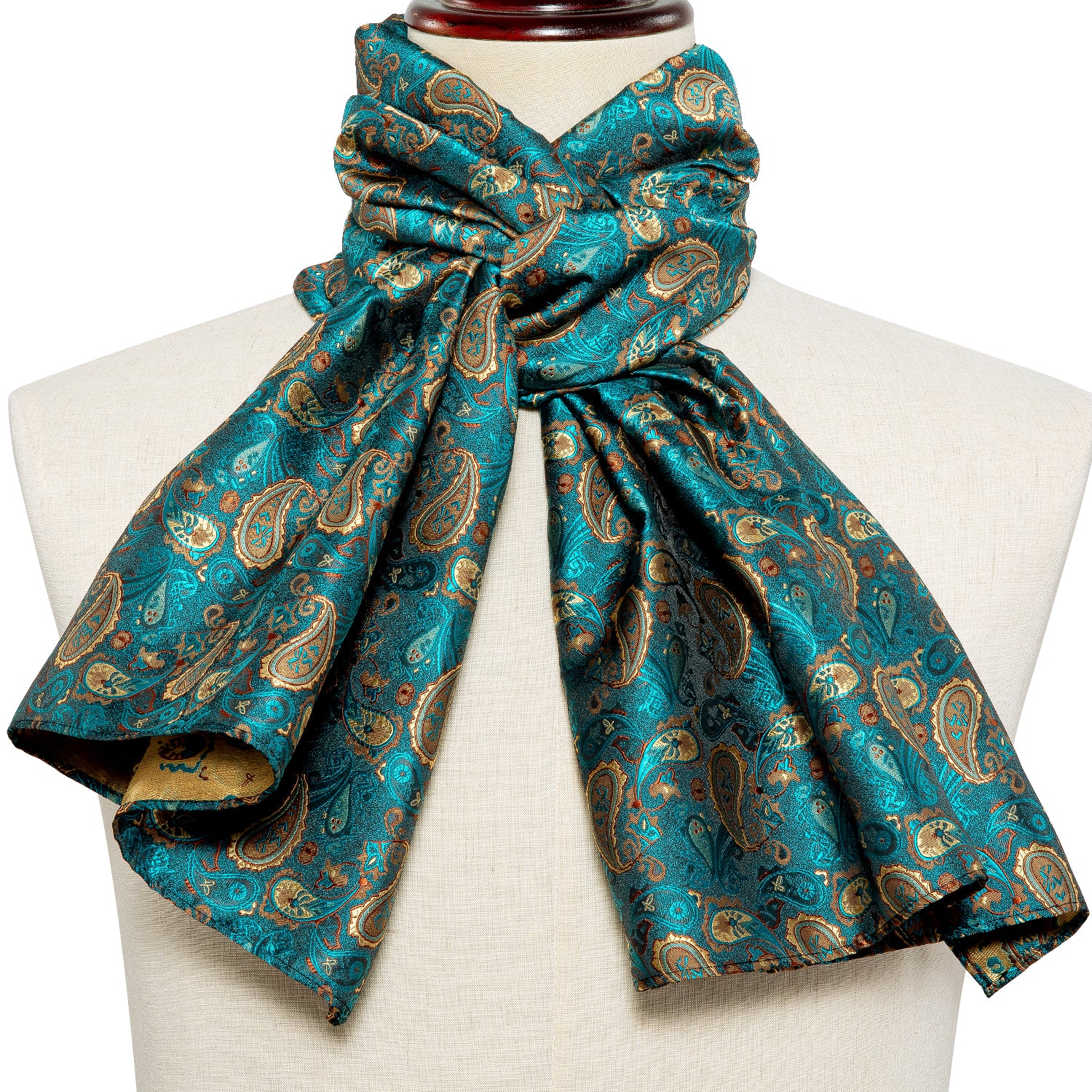 New Luxury Green Brown Paisley Scarf