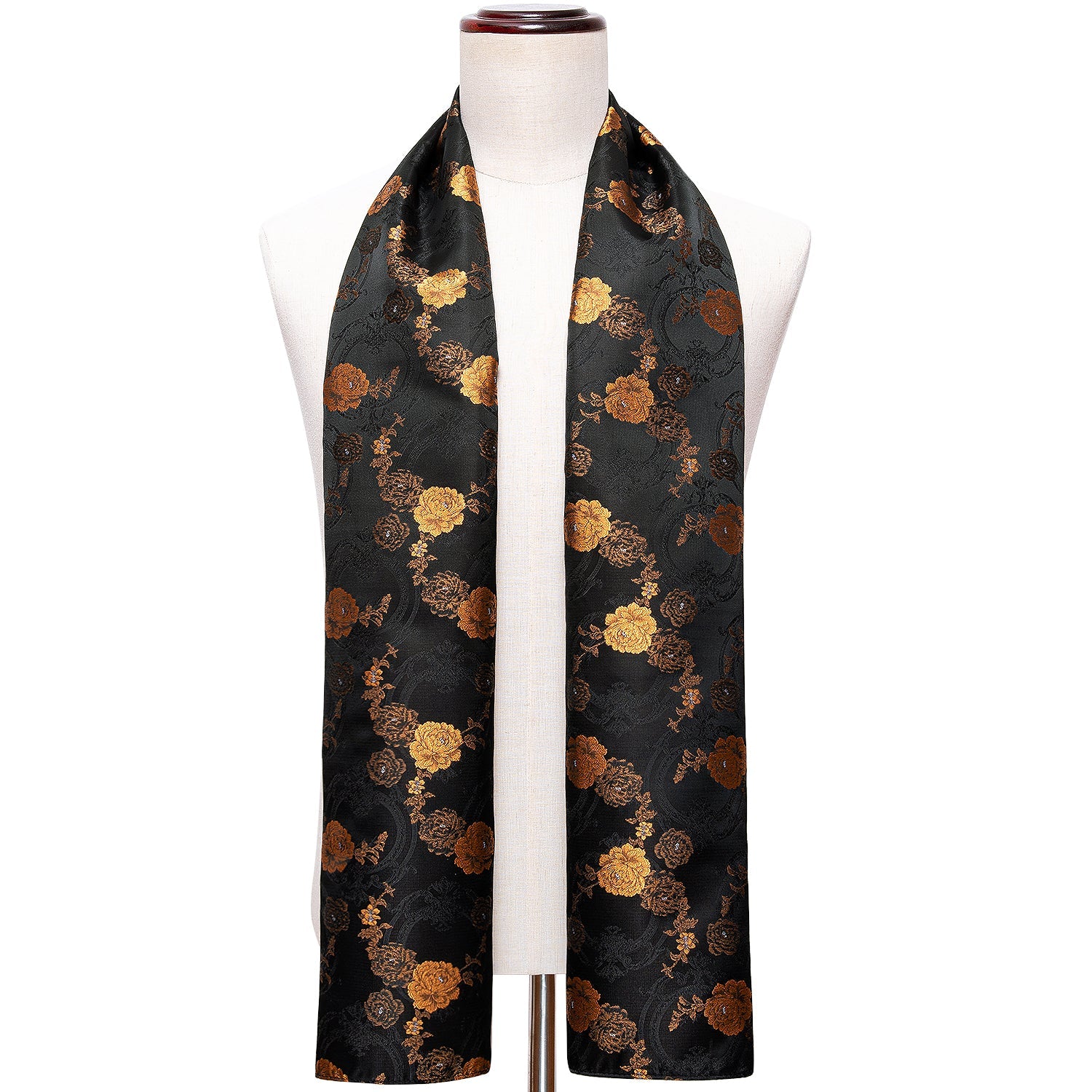 Luxury Black Yellow  Floral Scarf Necktie Set