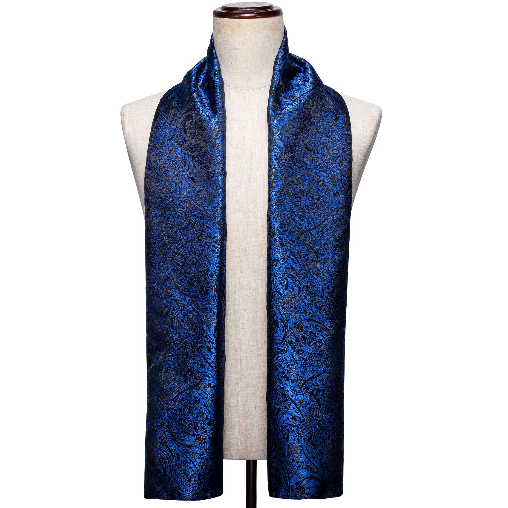 Barry.wang Men's Scarf Luxury Blue Black Floral Scarf New Arrival