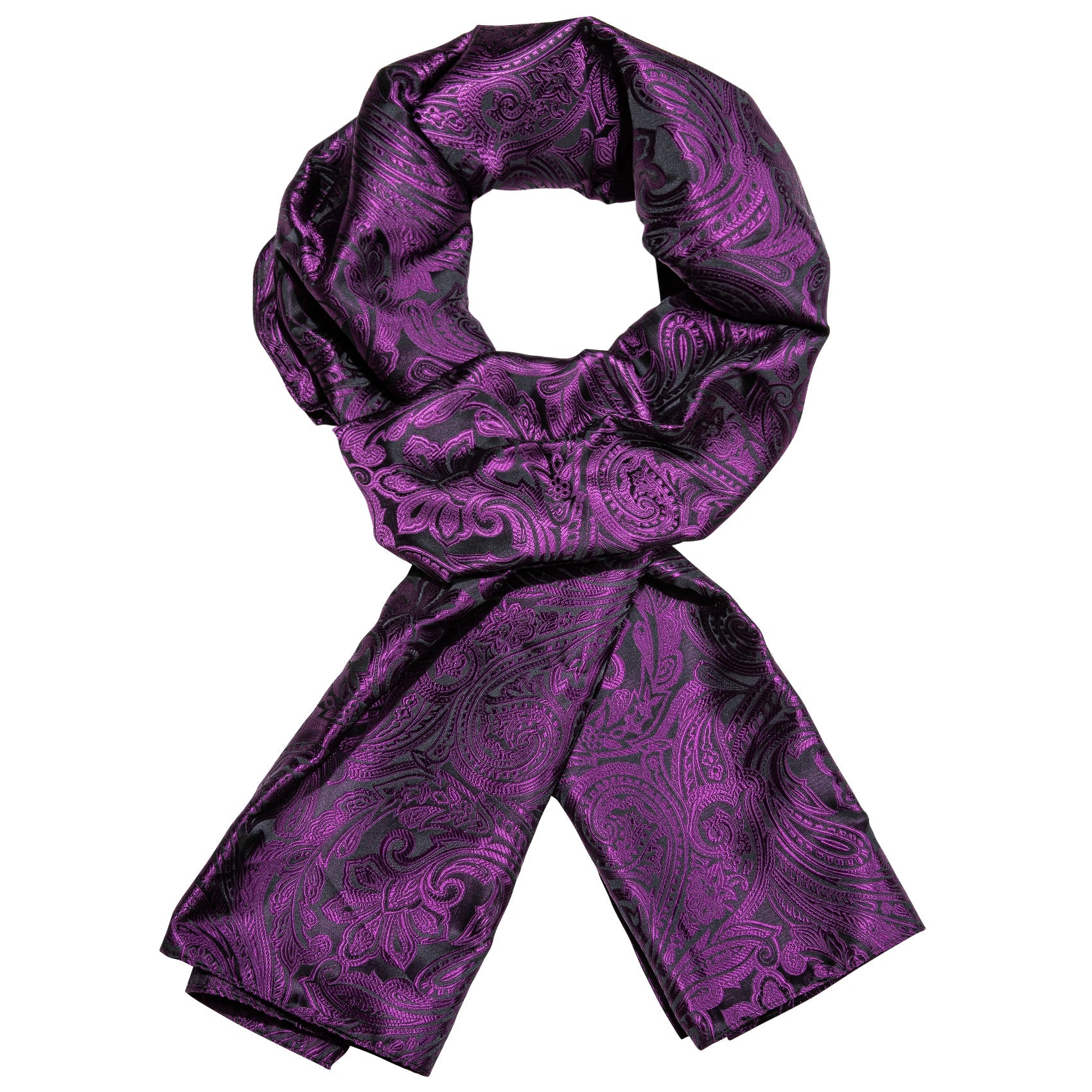 Barry.wang Men's Tie Black Purple Floral Scarf with Tie Set New Fashion